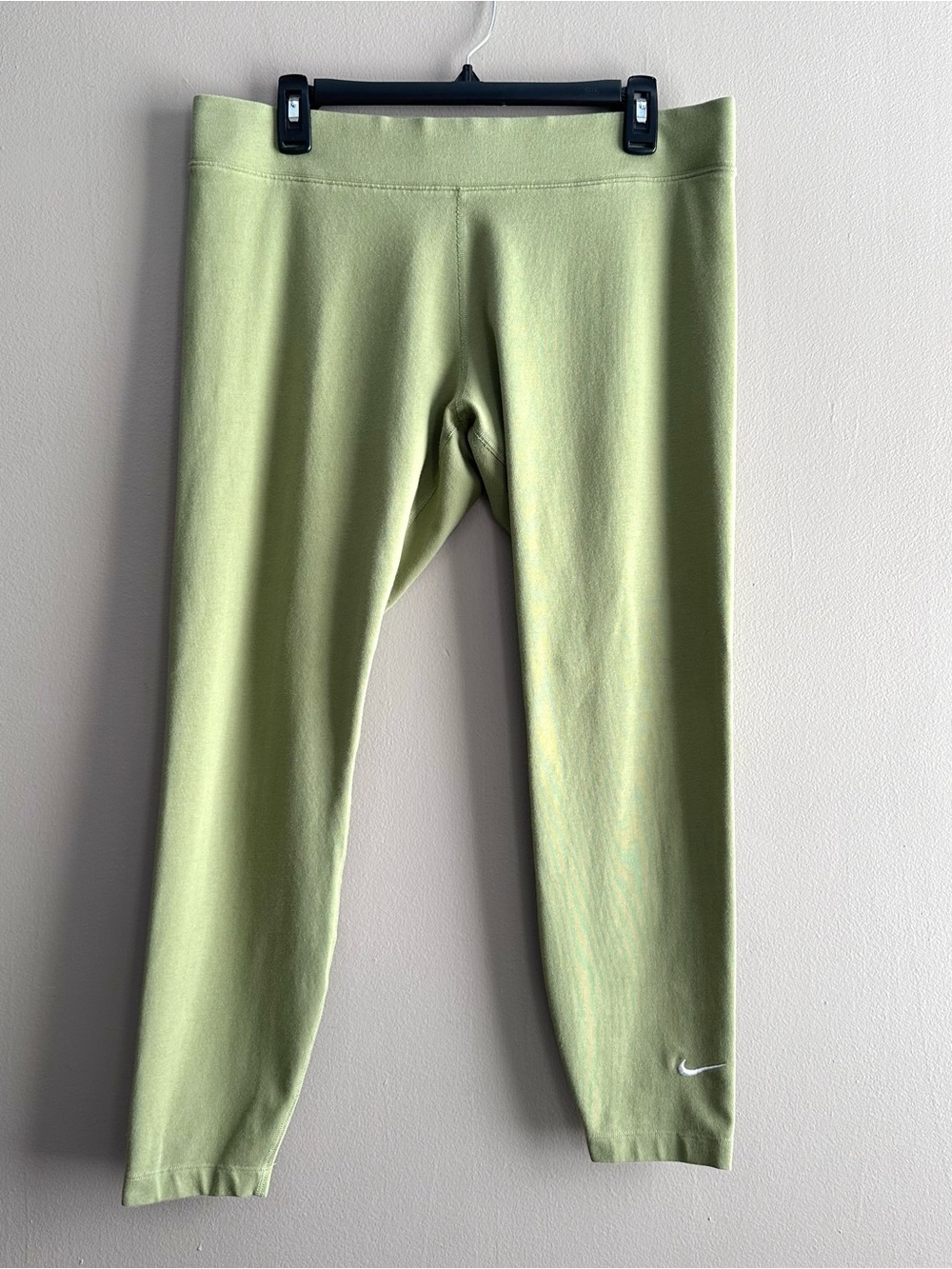 Nike Sportswear Essential Green Cotton Blend 7/8 Mid Rise Leggings Womens XL